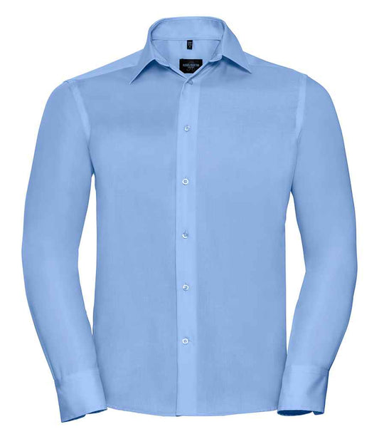Russell Collection Long Sleeve Tailored Ultimate Non-Iron Shirt | Bright Sky