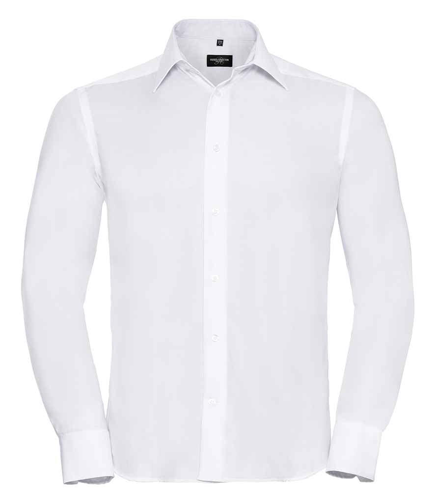 Russell Collection Long Sleeve Tailored Ultimate Non-Iron Shirt | White