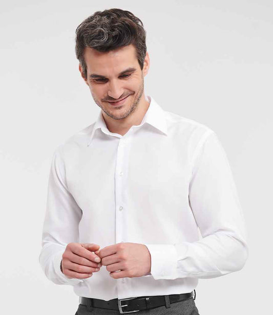 Russell Collection Long Sleeve Tailored Ultimate Non-Iron Shirt | White