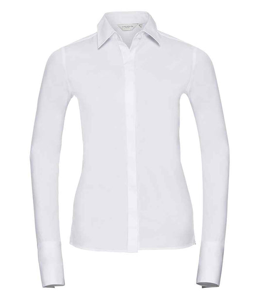 Russell Collection Ladies Ultimate Stretch Shirt | White