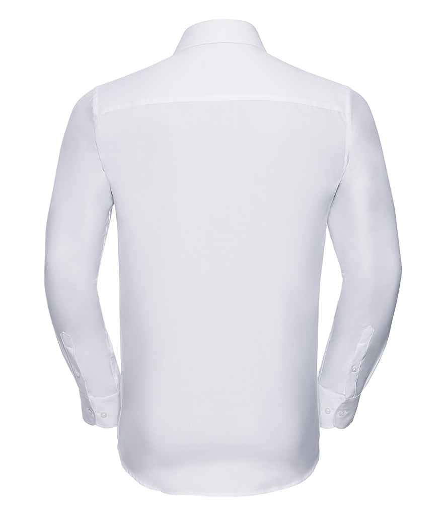 Russell Collection Long Sleeve Herringbone Shirt | White