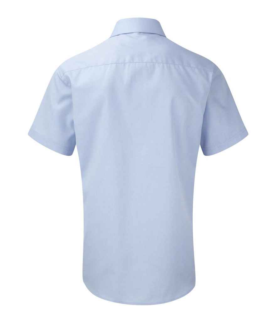 Russell Collection Short Sleeve Herringbone Shirt | Light Blue