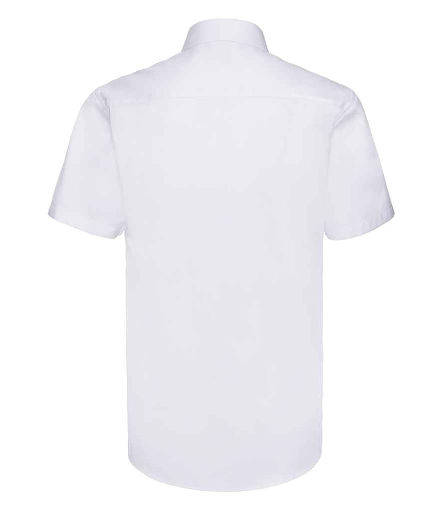 Russell Collection Short Sleeve Herringbone Shirt | White