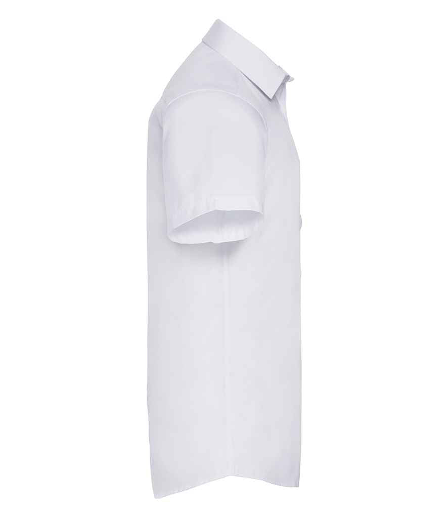 Russell Collection Short Sleeve Herringbone Shirt | White