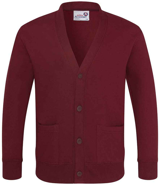 AWDis Academy Kids Sweat Cardigan | Burgundy