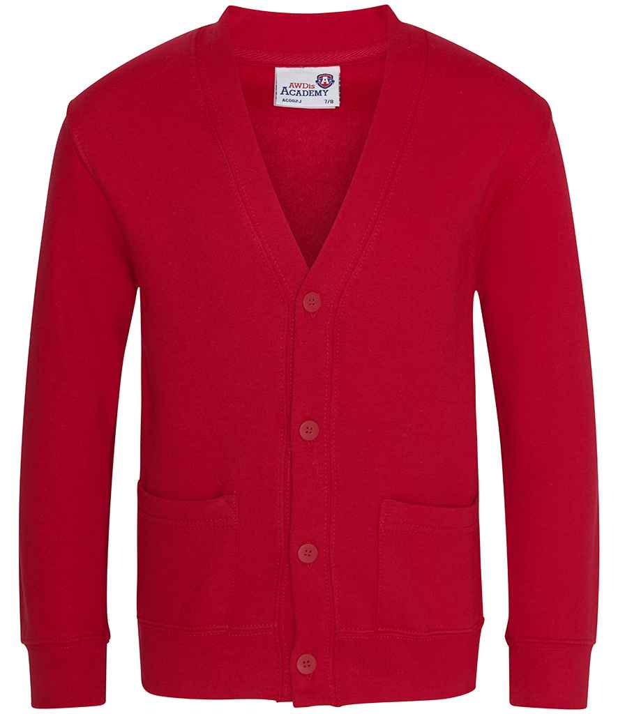 AWDis Academy Kids Sweat Cardigan | Red