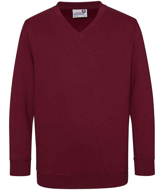 AWDis Academy Kids V Neck Sweatshirt | Burgundy