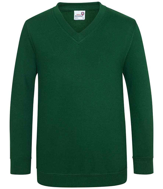 AWDis Academy Kids V Neck Sweatshirt | Green