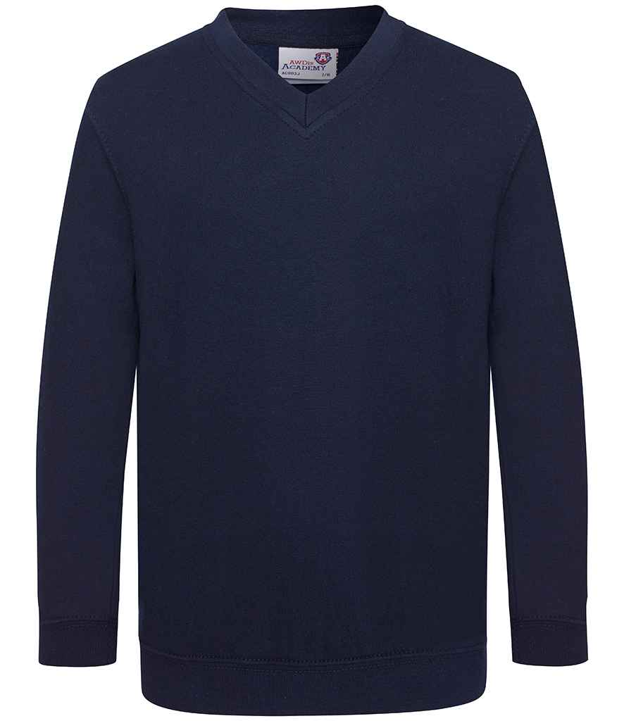 AWDis Academy Kids V Neck Sweatshirt | Navy