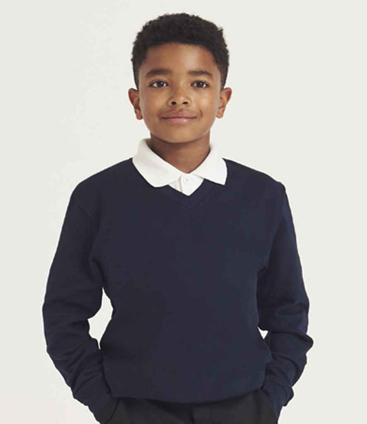 AWDis Academy Kids V Neck Sweatshirt | Navy