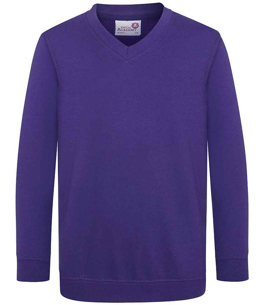 AWDis Academy Kids V Neck Sweatshirt | Purple