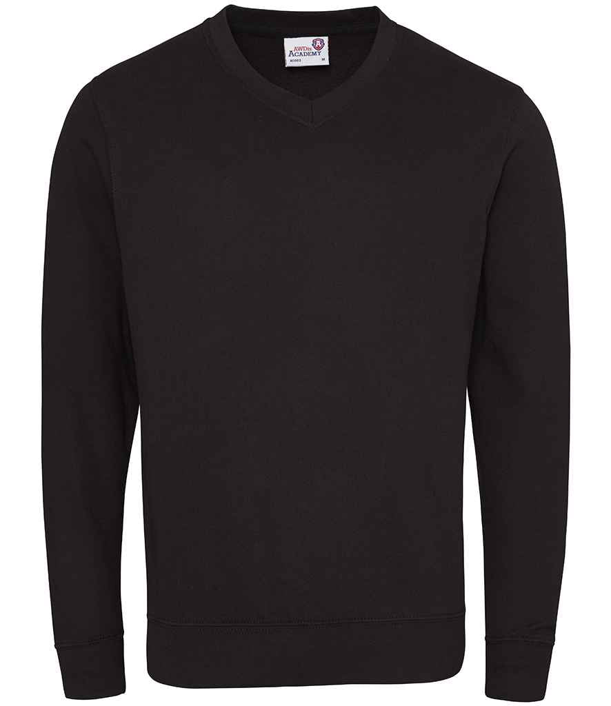AWDis Academy Senior V Neck Sweatshirt | Black