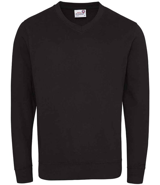 AWDis Academy Senior V Neck Sweatshirt | Black
