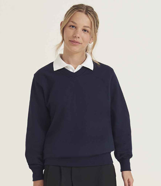 AWDis Academy Senior V Neck Sweatshirt | Navy