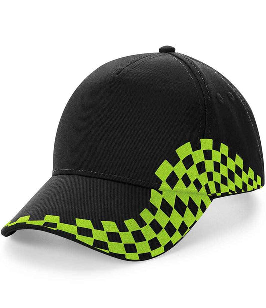 Beechfield Grand Prix Cap | Black/Lime Green