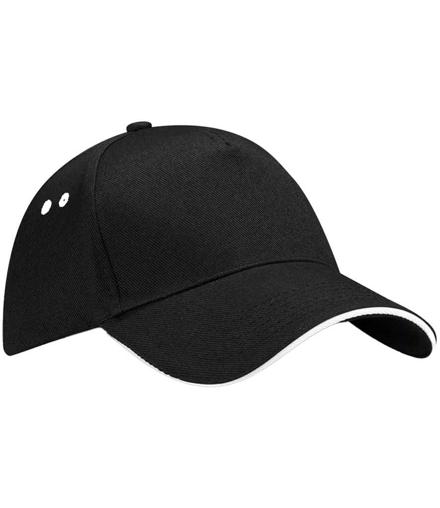 Beechfield Ultimate 5 Panel Cap with Sandwich Peak | Black/White