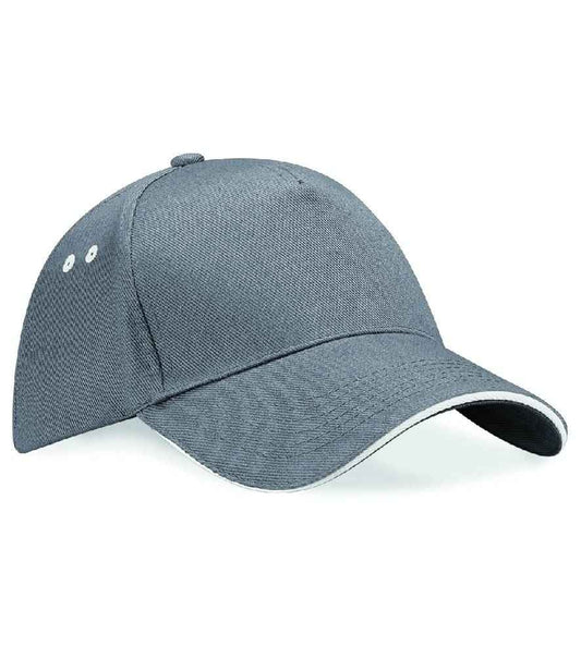 Beechfield Ultimate 5 Panel Cap with Sandwich Peak | Graphite Grey/Oyster Grey