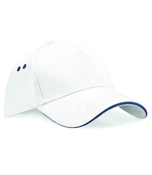 Beechfield Ultimate 5 Panel Cap with Sandwich Peak | White/French Navy