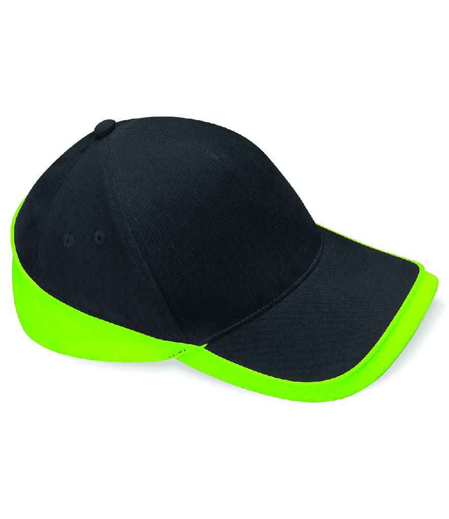 Beechfield Teamwear Competition Cap | Black/Lime Green