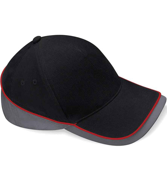 Beechfield Teamwear Competition Cap | Black/Graphite Grey/Classic Red