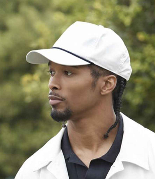 Beechfield Rope Detail Golf Cap | White/Navy