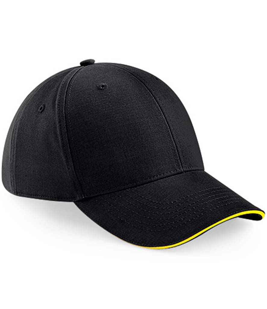 Beechfield Athleisure 6 Panel Cap | Black/Yellow