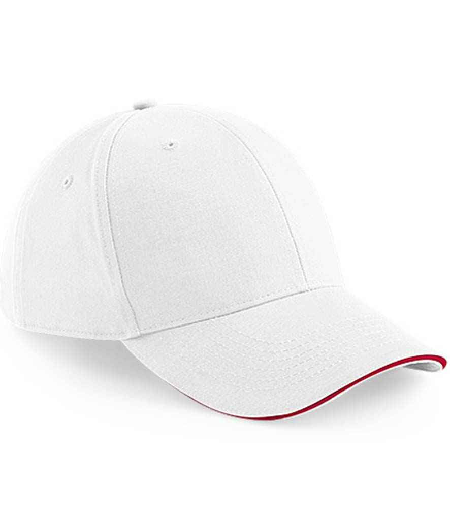 Beechfield Athleisure 6 Panel Cap | White/Classic Red