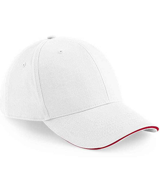 Beechfield Athleisure 6 Panel Cap | White/Classic Red