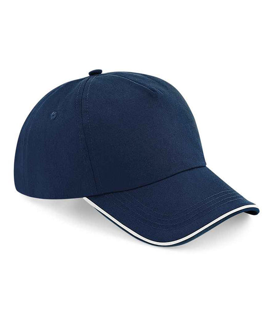 Beechfield Authentic Piped 5 Panel Cap | French Navy/White