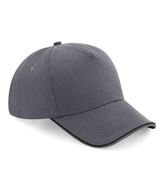 Beechfield Authentic Piped 5 Panel Cap | Graphite Grey/Black