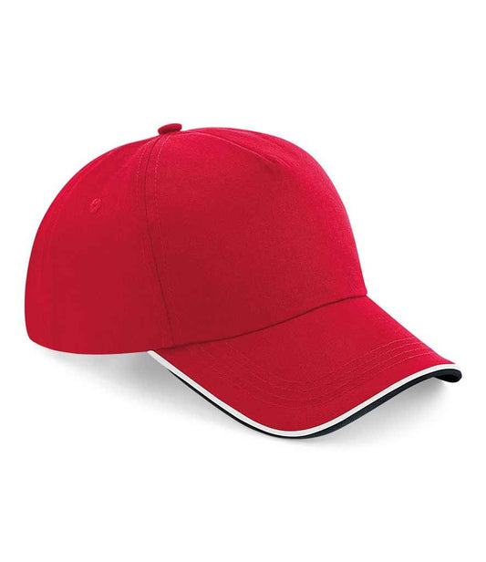 Beechfield Authentic Piped 5 Panel Cap | Classic Red/Black/White