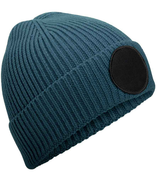 Beechfield Circular Fashion Patch Beanie | Airforce Blue/Black