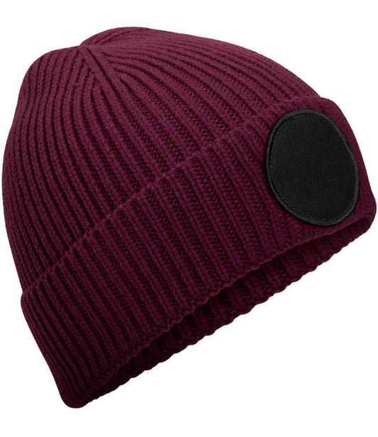 Beechfield Circular Fashion Patch Beanie | Burgundy/Black