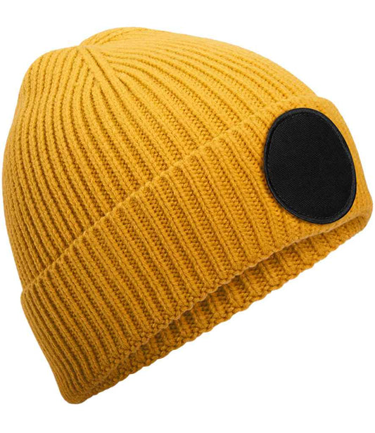 Beechfield Circular Fashion Patch Beanie | Mustard/Black