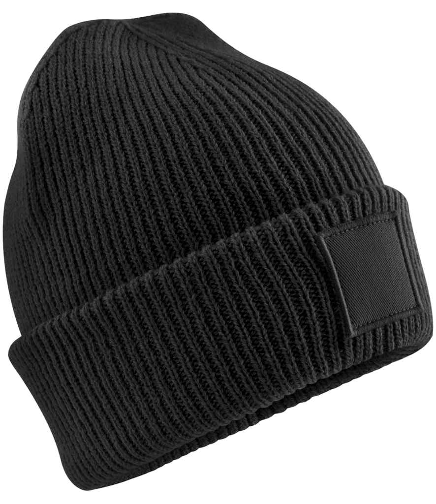 Beechfield Kids Deep Cuffed Tonal Patch Beanie | Black