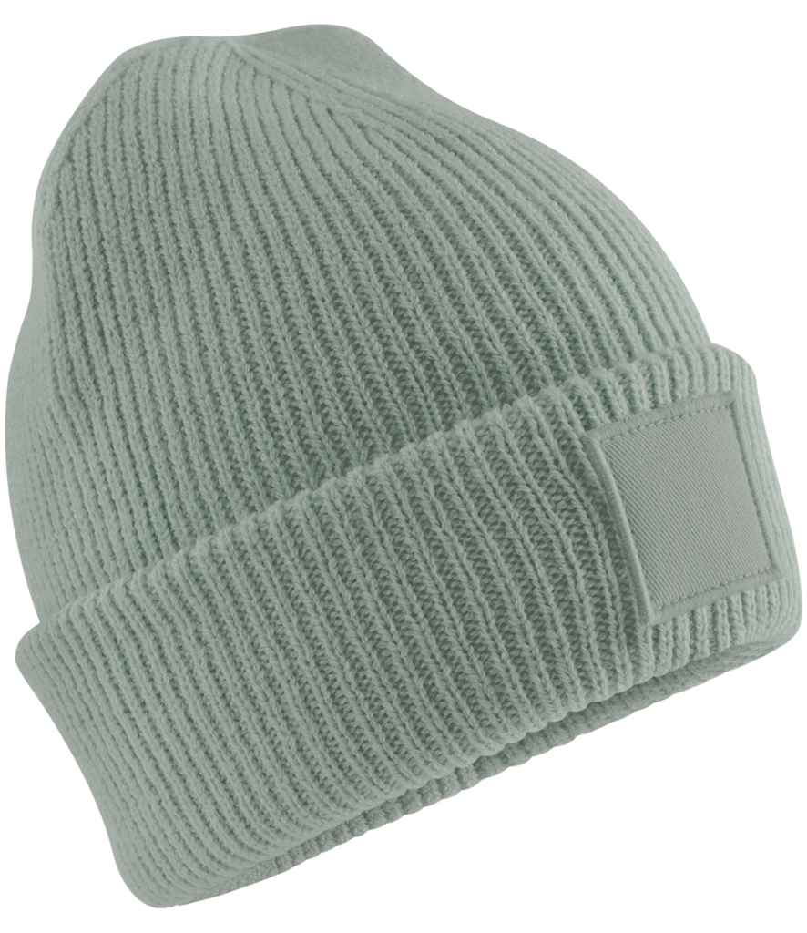 Beechfield Kids Deep Cuffed Tonal Patch Beanie | Dusty Green