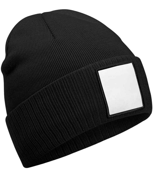 Beechfield Appliqué Patch Beanie | Black/White