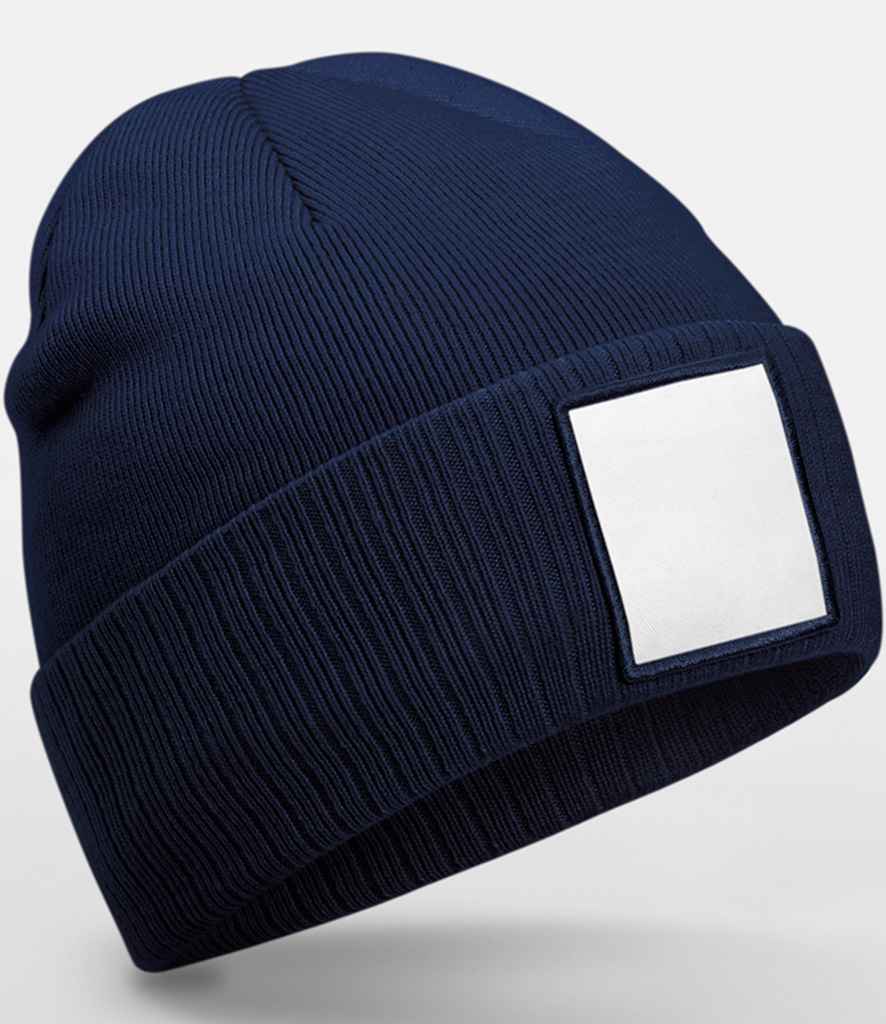 Beechfield Appliqué Patch Beanie | Oxford Navy/White