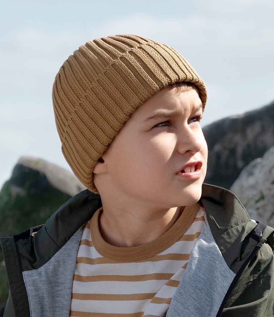 Beechfield Kids Organic Cotton Beanie | Biscuit