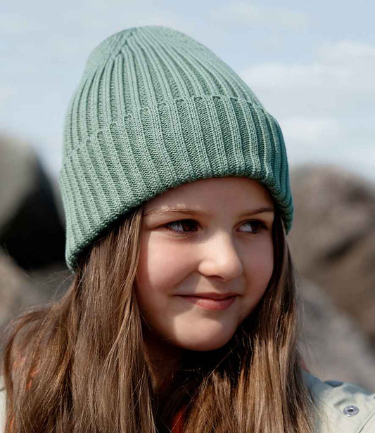 Beechfield Kids Organic Cotton Beanie | Dusty Green