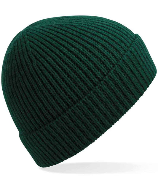 Beechfield Engineered Knit Ribbed Beanie | Bottle Green