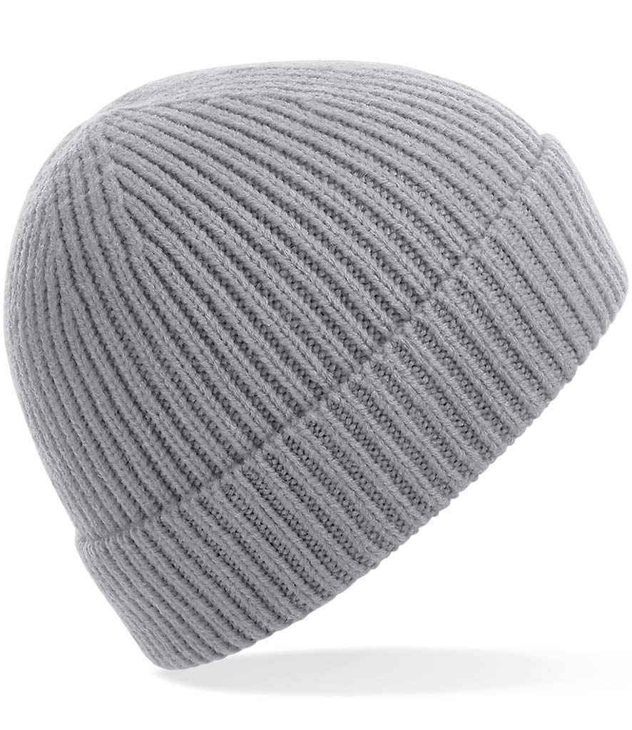 Beechfield Engineered Knit Ribbed Beanie | Light Grey
