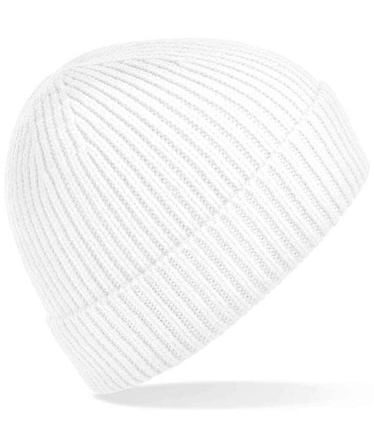 Beechfield Engineered Knit Ribbed Beanie | White