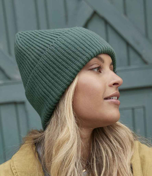 Beechfield Recycled Oversized Cuffed Beanie | Marina Green