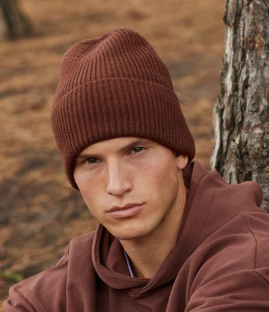 Beechfield Recycled Oversized Cuffed Beanie | Walnut