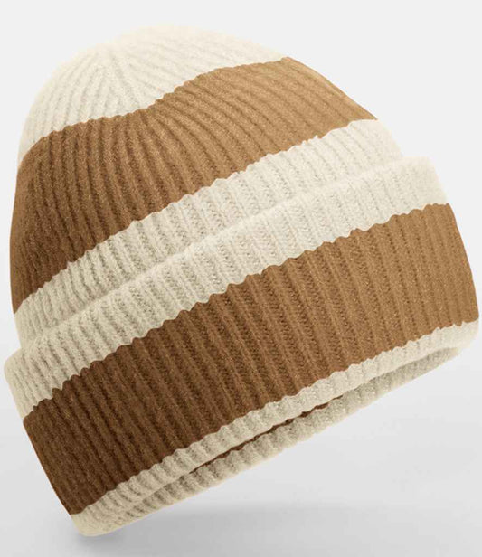 Beechfield Colour Block Beanie | Vanilla/Biscuit