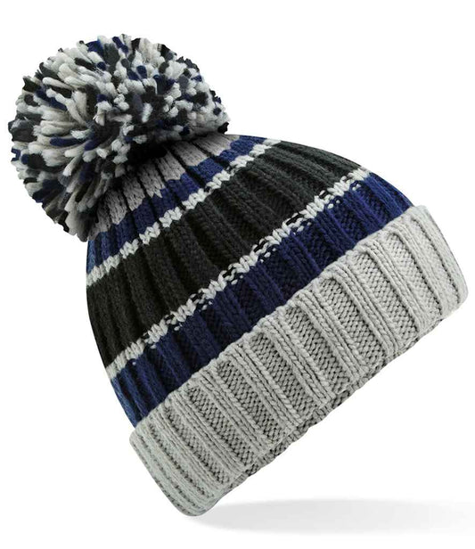 Beechfield Hygge Striped Beanie | Blue Steel