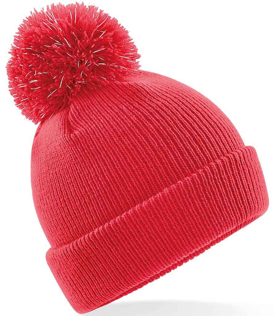 Beechfield Kids Reflective Bobble Beanie | Bright Red