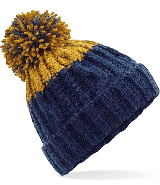 Beechfield Apres Beanie | Oxford Navy/Mustard