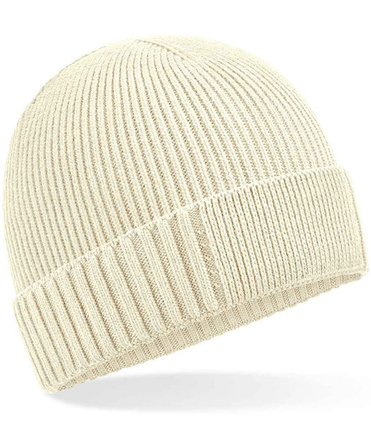 Beechfield Organic Cotton Engineered Patch Beanie | Sand